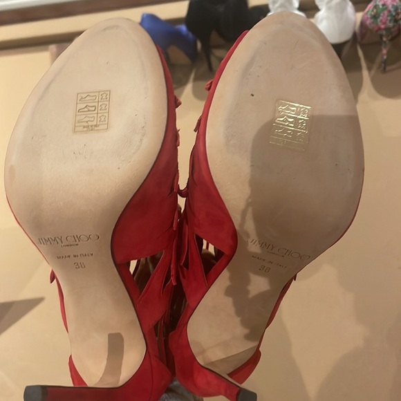Jimmy Choo. Red suede heel.  Size 38 - Picture 4 of 4